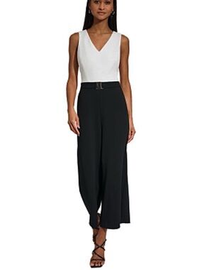 Karl Lagerfeld Black/White Color Block Cropped Jumpsuit Women’s 10